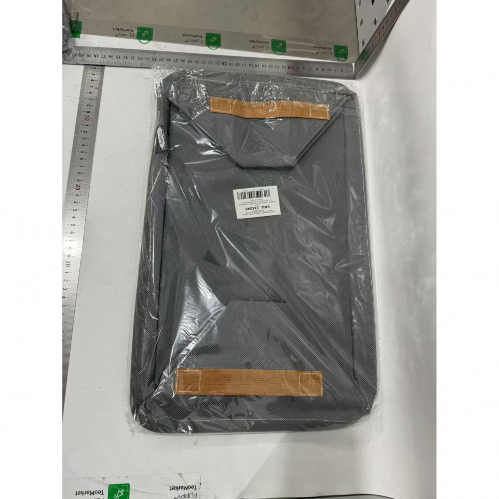 Cutie depozitare  pentru haine, lucruri, din textil cu cadru metalic, manere laterale, forma dreptunghiulara, 48 x 28 x 25 cm, volum 34 l gri [2]