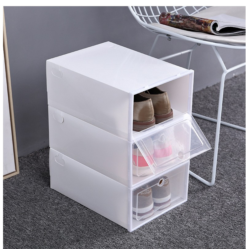 Cutie pentru pantofi, tip sertar, din plastic, stivuibila, usa frontala, 31 x 21.5 x 12.5 cm, transparent [3]