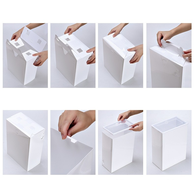 Cutie pentru pantofi, tip sertar, din plastic, stivuibila, usa frontala, 31 x 21.5 x 12.5 cm, transparent [2]