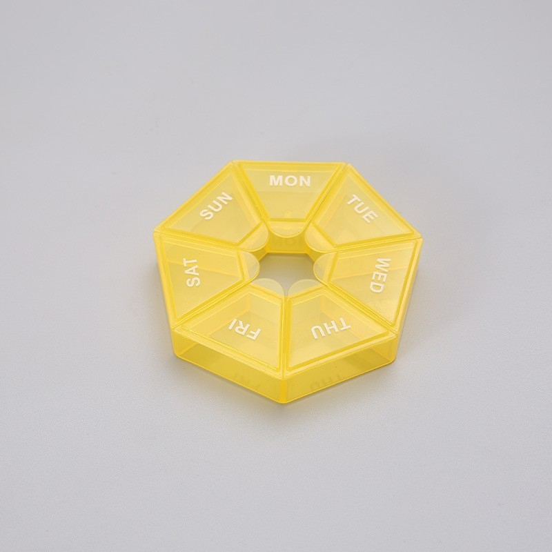 Cutie separator medicamente cu zilele saptamanii, plastic, 7 compartimente, galben [2]