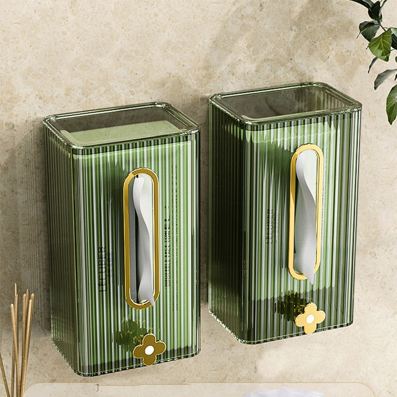 Cutie suport servetele eleganta  cu montare pe perete sau dulap, material plastic dur, 21.3 x 8.7 x 12 cm, verde [9]