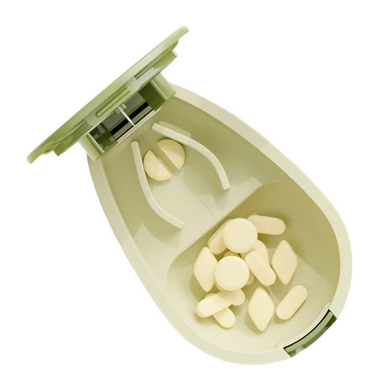 Cutie taiat pastile si depozitare medicamente, galbena, 8x5x2.65 cm, compacta si portabila, ideala pentru calatorii [4]