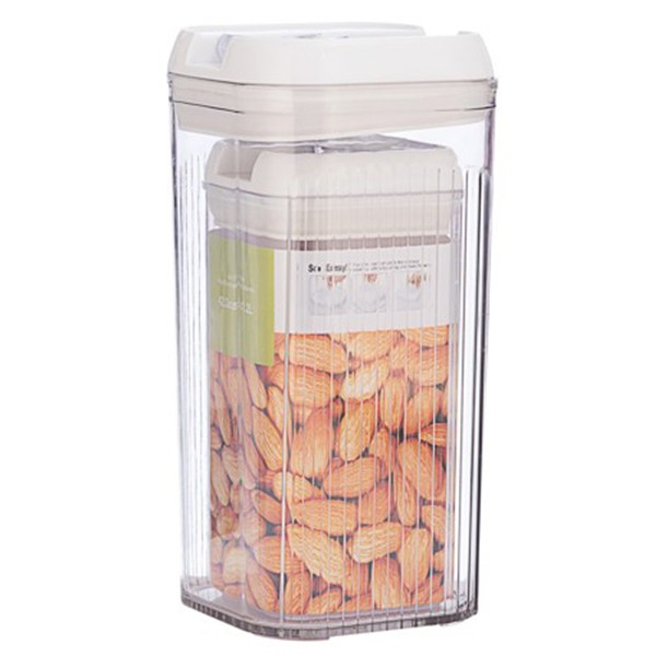 Cutii de depozitare alimente, set din 2 cutii pentru bucatarie, cutii pentru condimente, din pet abs silicon, 12.5 x 12.5 x 26 cm, 839 g, 2.5l transparent alb [1]