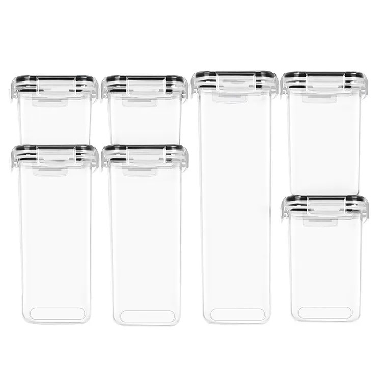 Cutii de depozitare alimente, set din 7 cutii pentru condimente, cereale, cutii pentru bucatarie, din plastic pp, cutii alimentare, diferite dimensiuni, transparente [3]