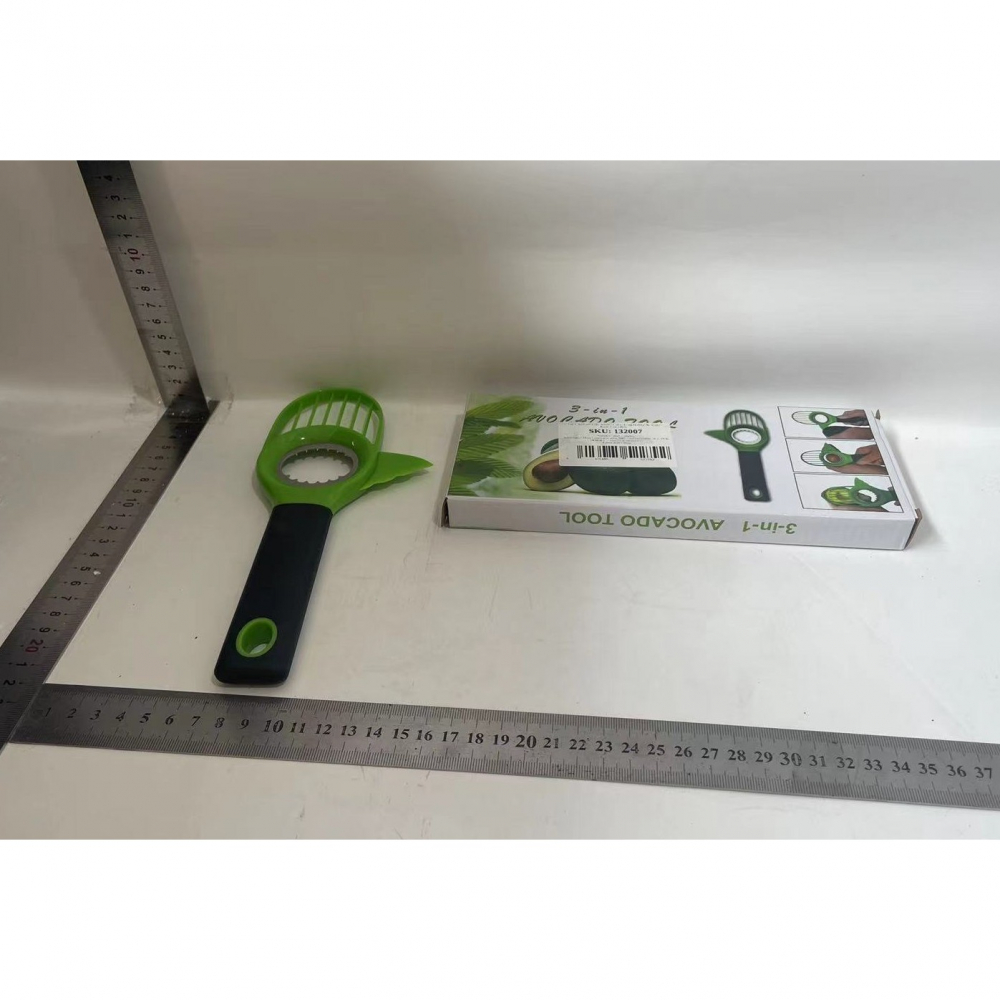 Cutit 3in1 pentru avocado, cutit, scoatere miez si feliator pulpa, din pp si otel inoxidabil, negru/verde [2]