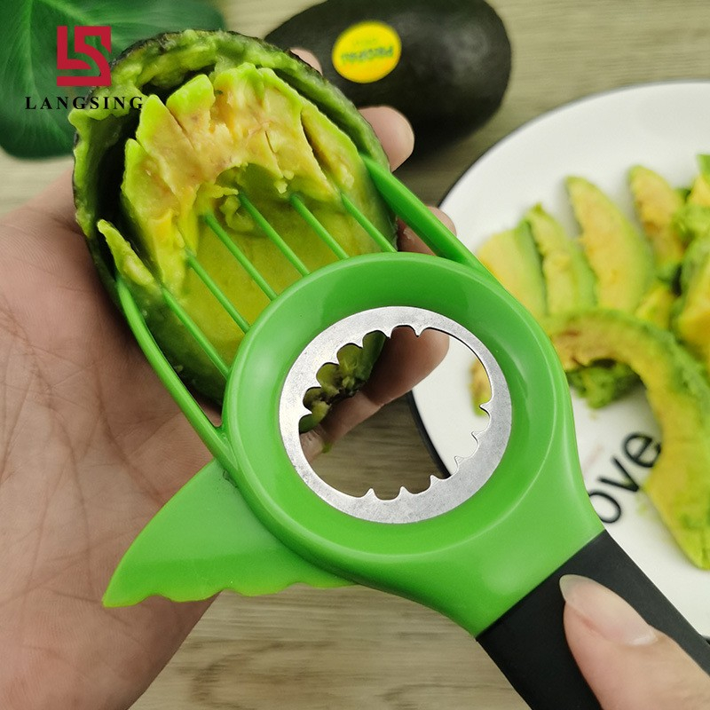 Cutit 3in1 pentru avocado, cutit, scoatere miez si feliator pulpa, din pp si otel inoxidabil, negru/verde [6]