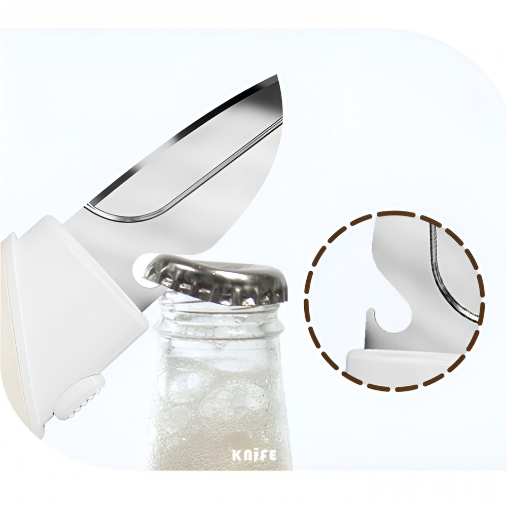 Cutit de fructe multifunctional, razatoare, curatator fructe-legume, deschizator de sticle, 18.1x3.8x2cm, alb [10]