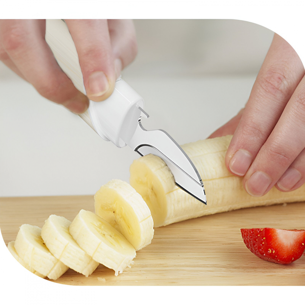Cutit de fructe multifunctional, razatoare, curatator fructe-legume, deschizator de sticle, 18.1x3.8x2cm, alb [5]
