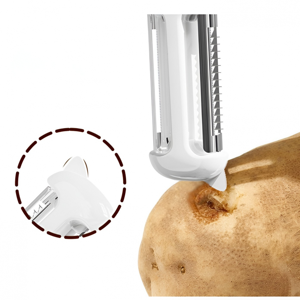 Cutit de fructe multifunctional, razatoare, curatator fructe-legume, deschizator de sticle, 18.1x3.8x2cm, alb [9]