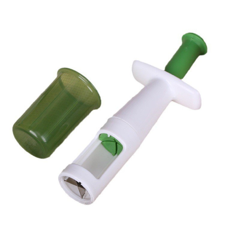 Cutit feliator pentru legume si fructe mici, feliator pentru rosii cherry, feliator pentru masline, ustensila de feliat fructe si legume, 18 x 6,5 cm, verde [1]