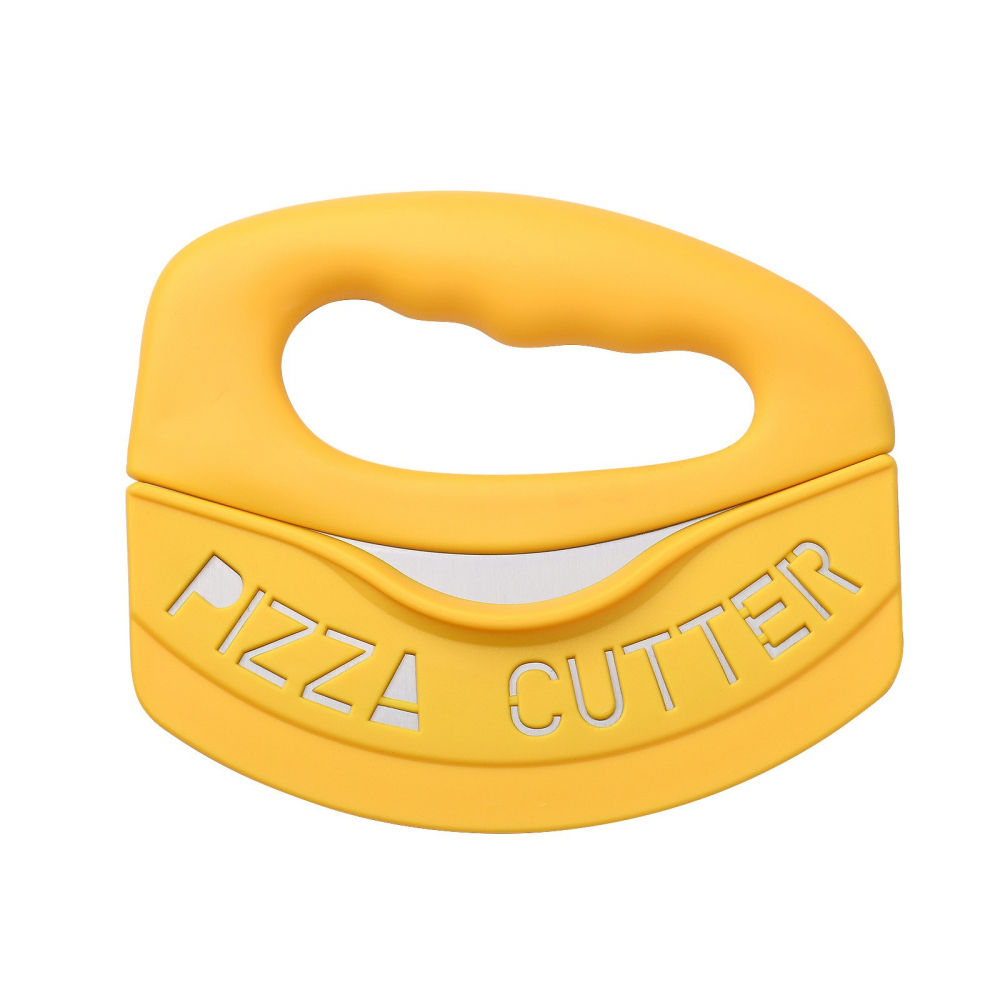 Cutit pentru taiat pizza  cu protectie din silicon pentru lama, inox, 15.5 cm, galben [1]