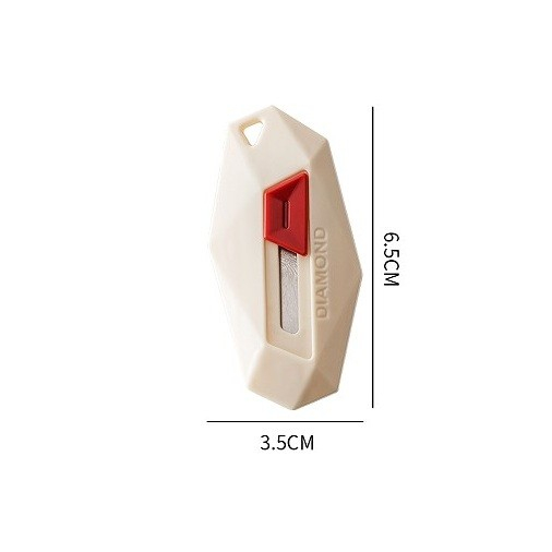 Cutter pentru cutii, varf rotunjit si zimtat, tip breloc, 6.5x3.5 cm, crem [3]