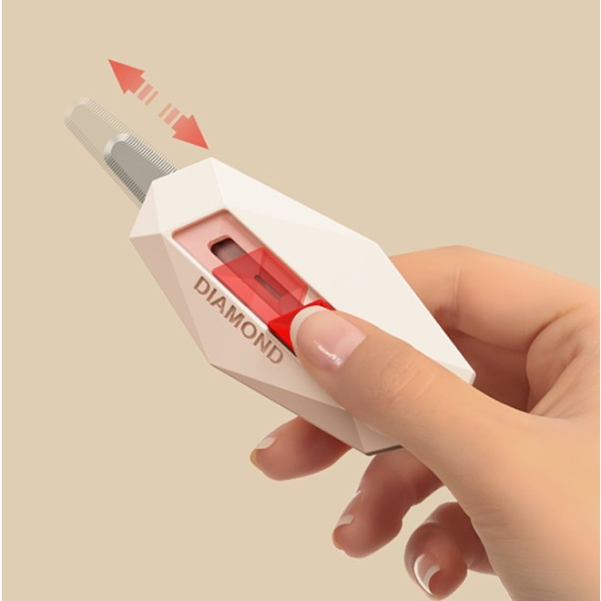 Cutter pentru cutii, varf rotunjit si zimtat, tip breloc, 6.5x3.5 cm, crem [7]