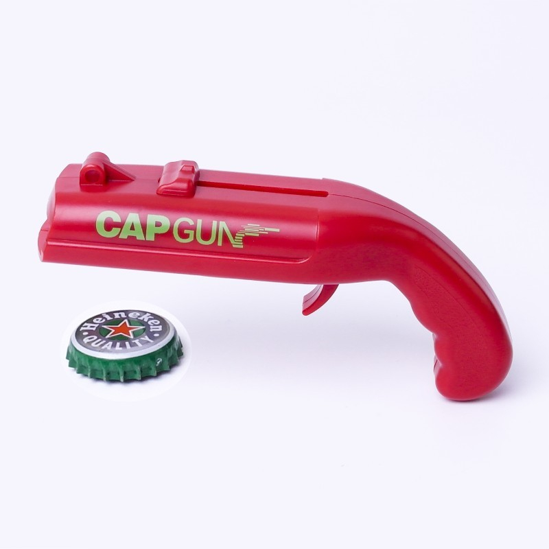 Deschizator de sticle, model pistol, plastic, abs, pentru dopuri metalice, 13 x 6 x 3.7 cm, rosu [2]
