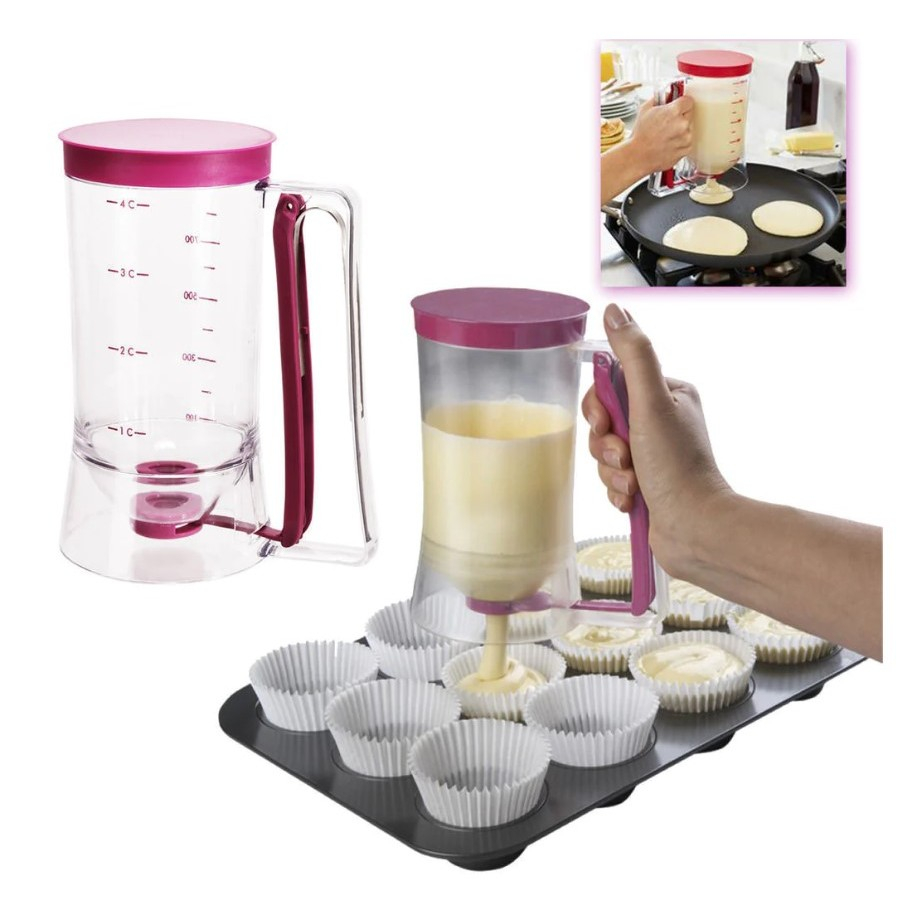 Dispenser de aluat pentru prajituri  batter dispenser, din plastic, maner cu arc, 900 ml, usor de manipulat si utilizat, mov [2]
