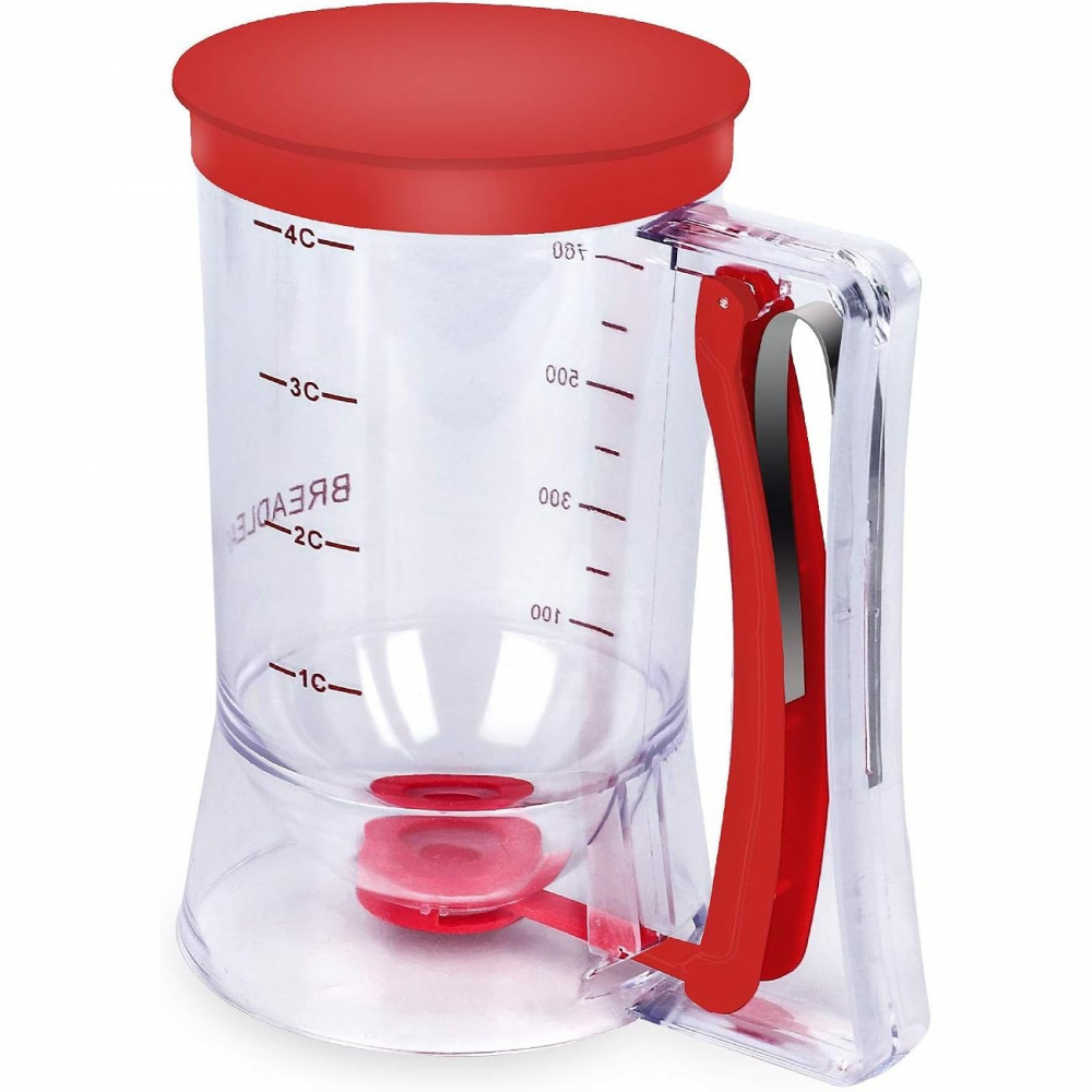 Dispenser de aluat pentru prajituri, din plastic, maner cu arc, 900 ml, 18.5 x 11 cm, rosu [4]