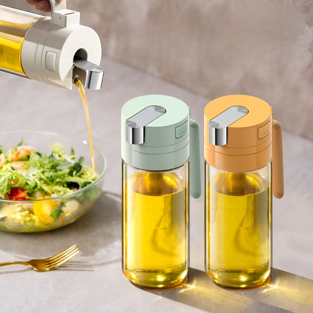 Dispenser pentru ulei, deschidere si inchidere automata a rezervorul, cu inductie gravitationala, 550 ml, 12x7.6x20.5 cm, galben [2]