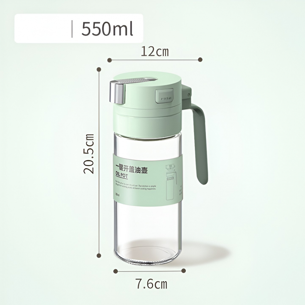 Dispenser pentru ulei, deschidere si inchidere automata a rezervorul, cu inductie gravitationala, 550 ml, 12x7.6x20.5 cm, verde [4]