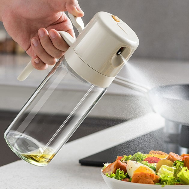 Dispenser pentru ulei, prin curgere si pulverizare, deschidere si inchidere automata a rezervorul, 550ml, 11.4x7.8x22.8cm, gri [3]