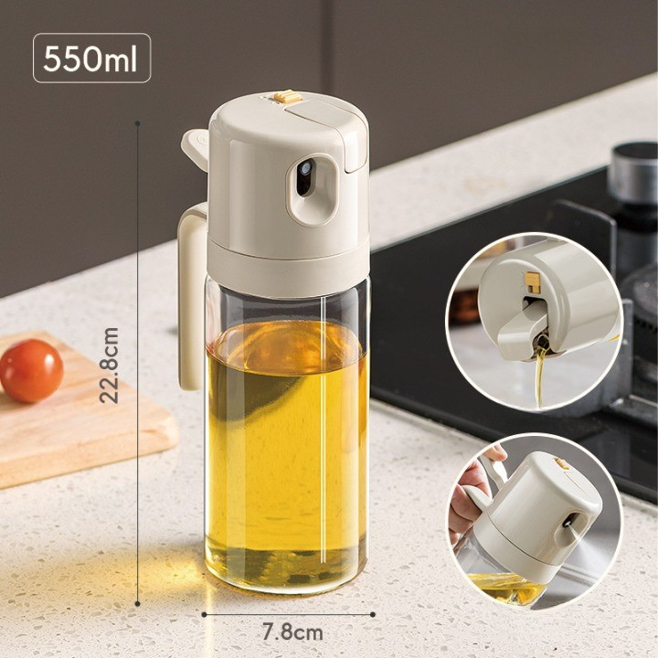 Dispenser pentru ulei, prin curgere si pulverizare, deschidere si inchidere automata a rezervorul, 550ml, 11.4x7.8x22.8cm, gri [6]