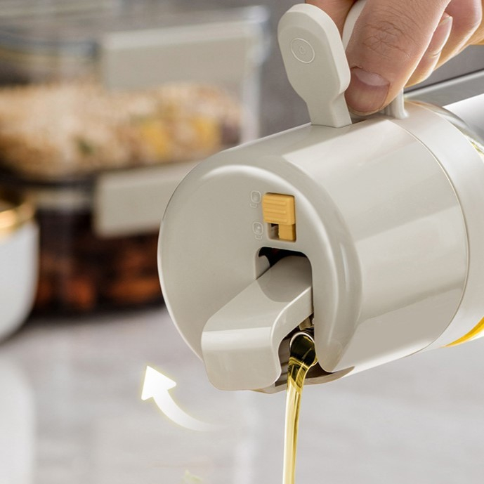 Dispenser pentru ulei, prin curgere si pulverizare, deschidere si inchidere automata a rezervorul, 550ml, 11.4x7.8x22.8cm, gri [9]