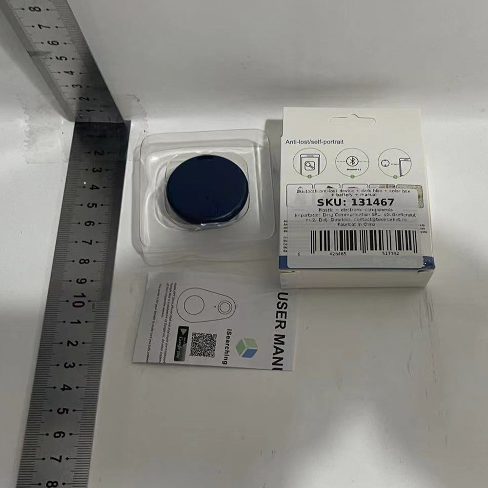 Dispozitiv anti pierdere inteligent, conexiune bluetooth, dispozitiv anti pierdere pentru accesorii, baterie si manual de utilizare incluse 38 x 38 x 7 mm, albastru inchis [4]