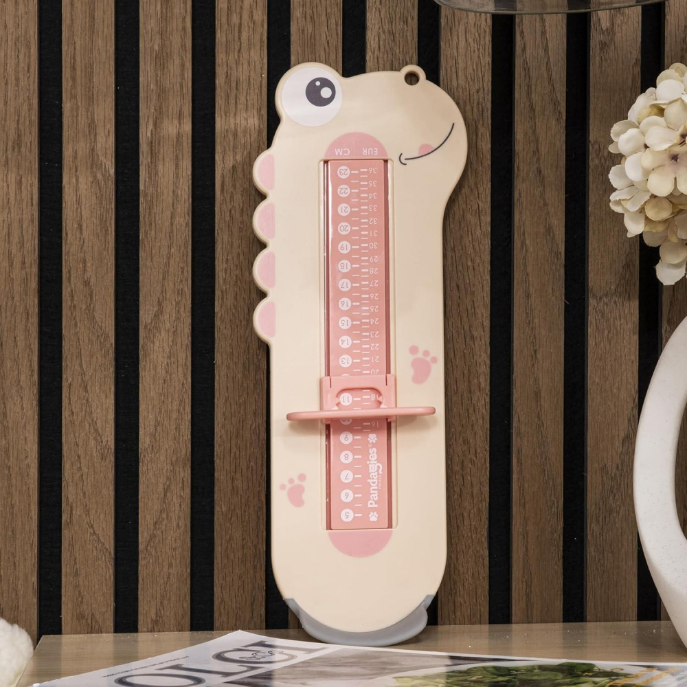 Dispozitiv de masurat talpa piciorului pentru bebelusi, 9-24, model dinozaur, roz [5]