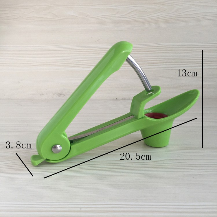 Dispozitiv de scos samburi, manual, cu 1 gaura, pentru cirese/masline, 20.5 x 3.8 x 13 cm, din abs+otel inoxidabil, cu maner, verde [5]