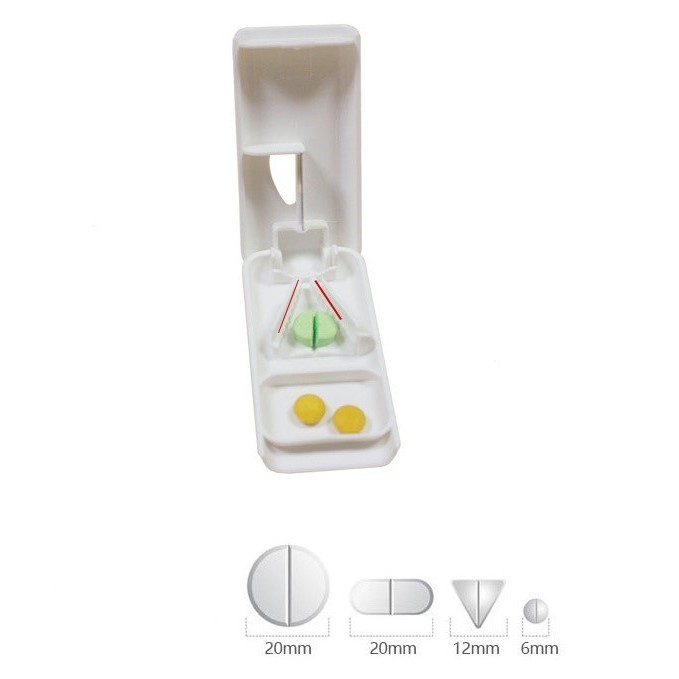 Dispozitiv taiere si depozitare medicamente, bej, plastic, 8 x 4 x 1.8 cm [5]