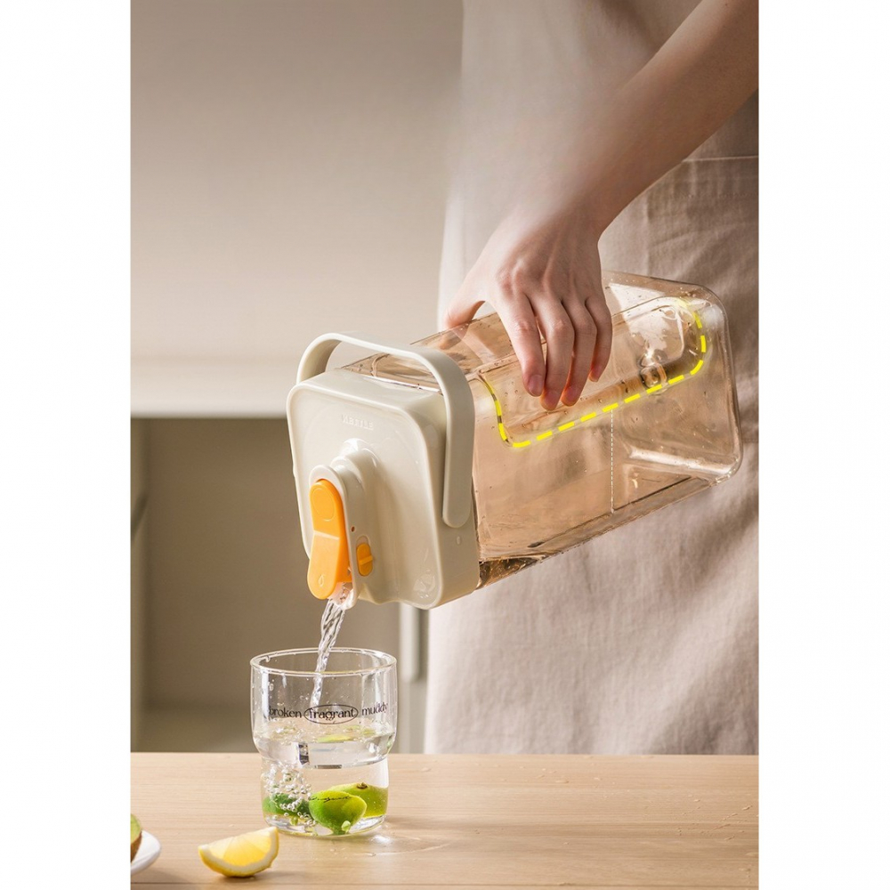 Dozator portabil pentru bauturi  3.5 litri, capac etans, duza deschidere/inchidere, recipent din plastic, gradat, filtru, maner, 29.7 x 14.1 x 14.4 cm, pentru diverse bauturi, alb [4]