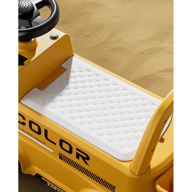 Excavator manual pentru copii, 3 ani, sport, claxon, cutie depozitare, lumini, scaun, 62x26x47 cm, galben [8]