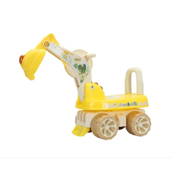 Excavator pentru copii, 1-3 ani, greutate portanta 30 kg, muzica si lumini, rotatie 360 grade, 45 x 31 x 35 cm, 4 roti, galben [2]