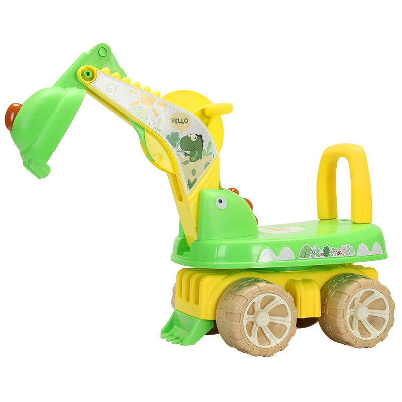 Excavator pentru copii, 1-3 ani, greutate portanta 30 kg, muzica si lumini, rotatie 360 grade, 45 x 31 x 35 cm, 4 roti, verde [1]