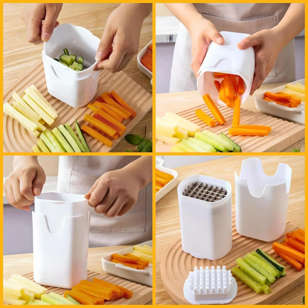 Feliator de fructe si legume, din plastic si otel, mecanic, taiere 1.2 cm grosime, 14 x 9.5 x 8 cm, alb [4]