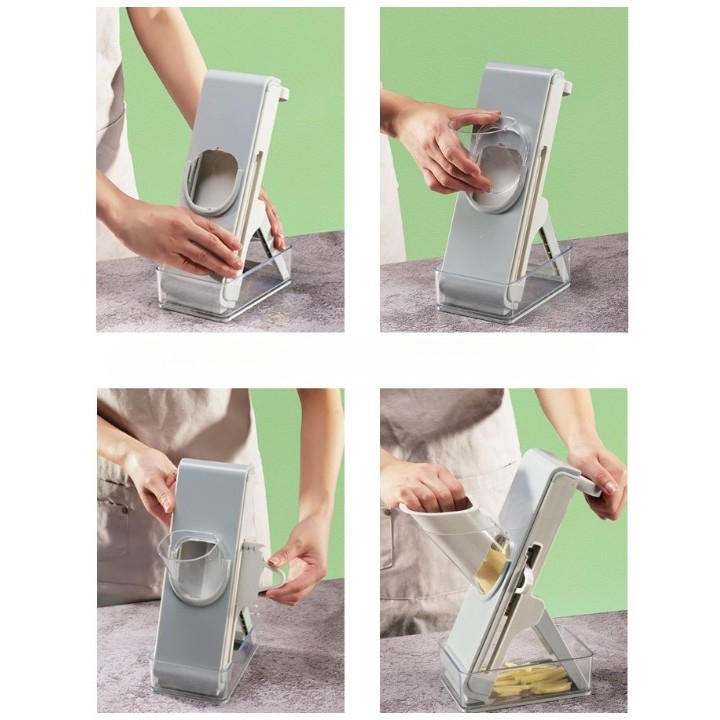 Feliator de legume multifunctional, taieturi diferite, razatoare pentru bucatarie, taietor de cartofi, presa manuala, pliabila, extensibila, pp pet, 23.5x9.5x5.5 cm, alb [6]