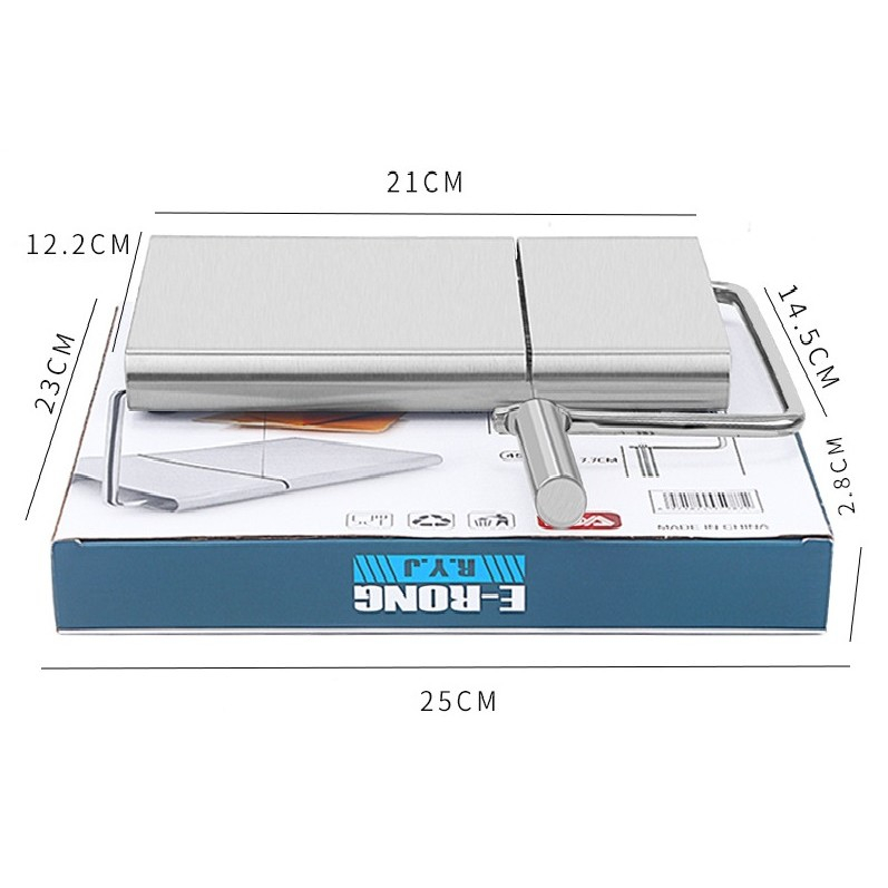 Feliator manual  pentru cascaval, salam, prajituri, unt, din otel inoxidabil, usor de curatat si utilizat, 5 lame de schimb incluse, picioare antiderapante, 21 x 12.2 x 2.8 cm, argintiu [4]