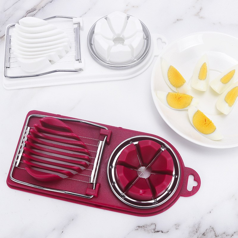Feliator multifunctional  pentru oua, mozzarela, fructe, 2 forme de feliere, agatatoare, 20 cm, visiniu [7]