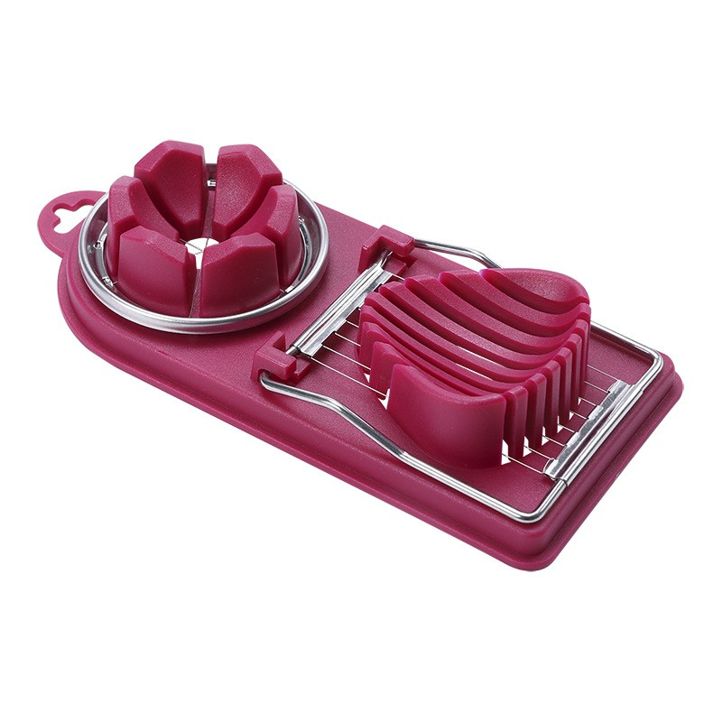 Feliator multifunctional  pentru oua, mozzarela, fructe, 2 forme de feliere, agatatoare, 20 cm, visiniu [1]