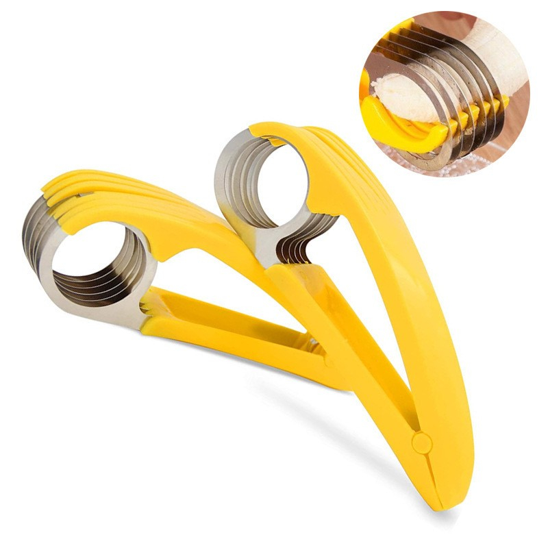 Feliator pentru alimente, accesoriu pentru bucatarie, cutit pentru legume si fructe, model banana, ergonomic, 17.5x5x4 cm, galben [12]