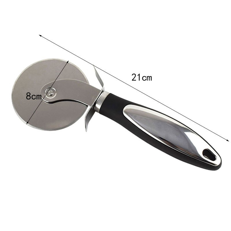 Feliator si lopatica pentru pizza, set din 2 ustensile, otel inoxidabil, maner antiderapant, 26.5 x 8 x 3 cm, negru [3]