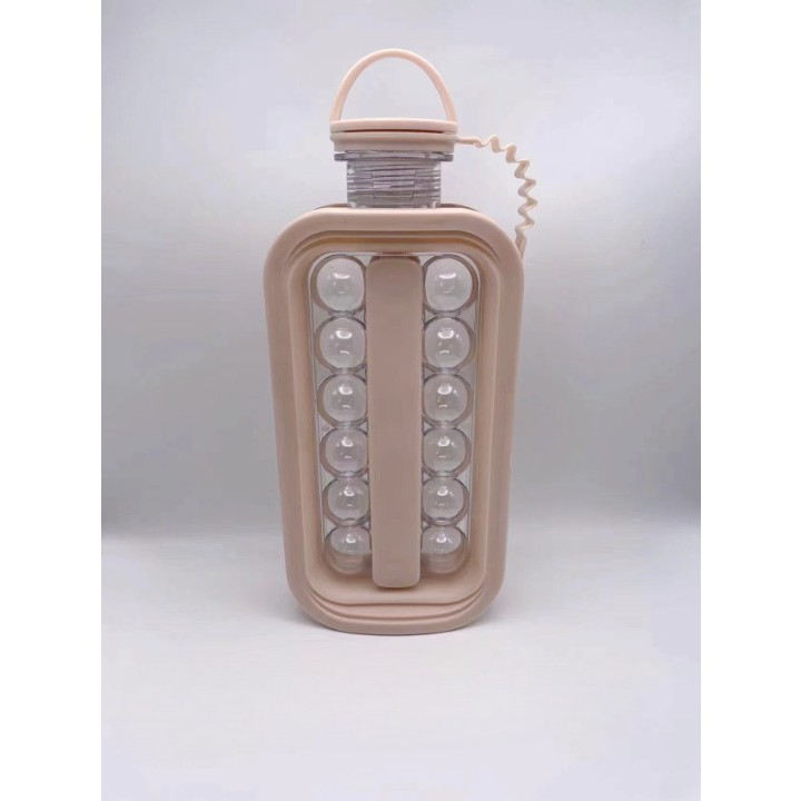 Forma pentru gheata 2 in 1 portabila, sub forma de sticla, sfere, diametru 3 cm, multifunctional, 17 bilute, 27.5 x 11.4 x 5.5 cm, culoare roz pal [2]
