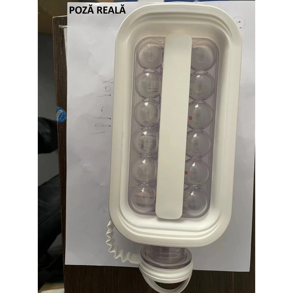 Forma pentru gheata 2 in 1 portabila, tavita sub forma de sticla, diametru 3 cm, multifunctional, 17 bilute de gheata, 27.5 x 11.4 x 5.5 cm, culoare alb [8]