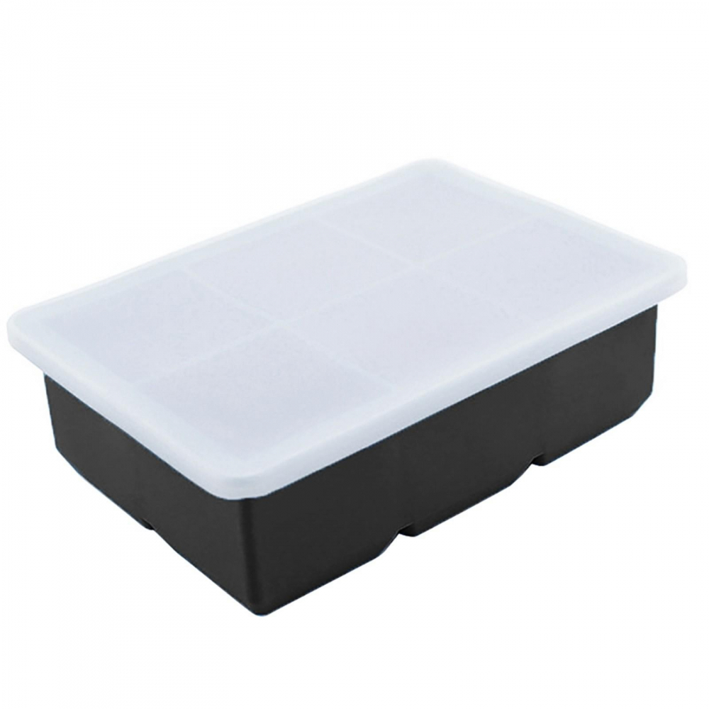 Forma pentru gheata, 6 forme patrate cu capac, din silicon, 17 x 12 x 6 cm, negru [2]