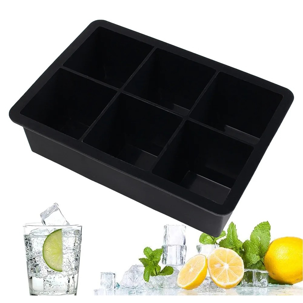 Forma pentru gheata, 6 forme patrate cu capac, din silicon, 17 x 12 x 6 cm, negru [5]