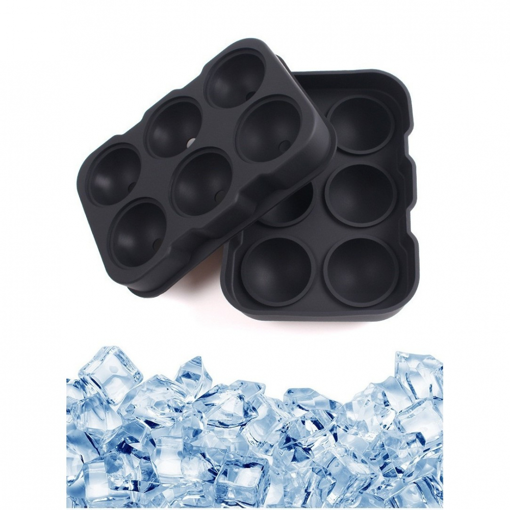 Forma pentru gheata, 6 forme sferice, din silicon, 17 x 12 x 6 cm, negru [3]