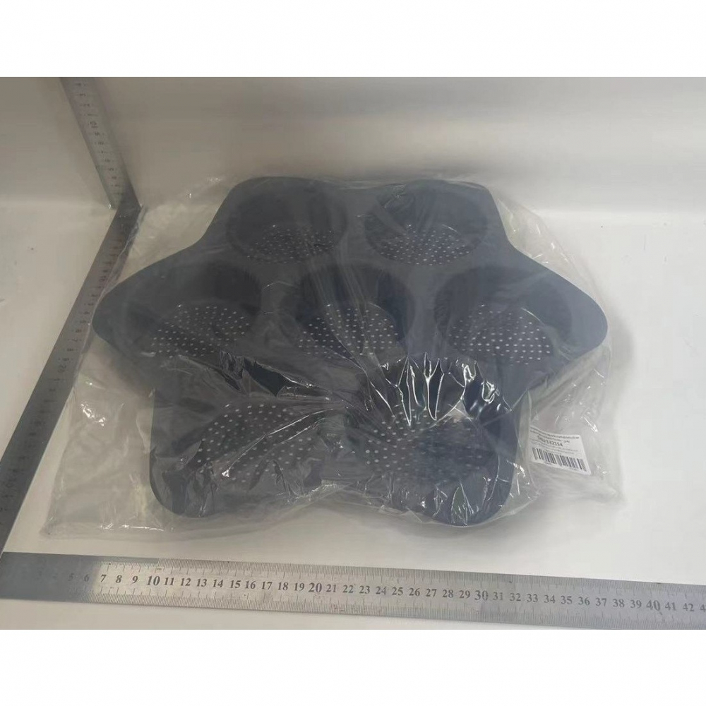 Forme de silicon pentru copt, 7 forme rotiunde, pentru burgeri si prajituri, 38.5 x 4 cm, negru [2]