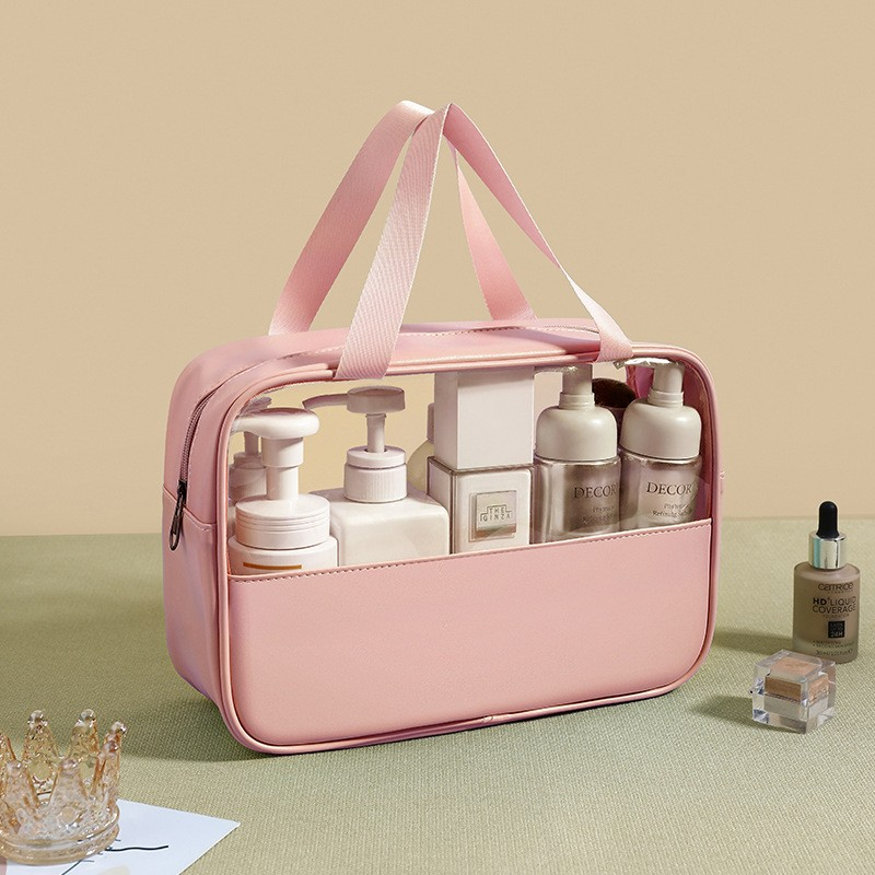 Geanta cosmetice  pentru voiaj sau organizare, material pvc/textil, impermeabila, portabila, 30 x 21 x 12 cm, roz [4]