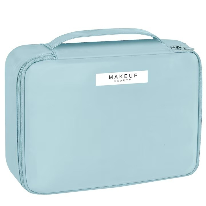 Geanta de calatorie, pentru cosmetice si articole de toaleta, material impermeabil, 2 in 1, portfard interior detasabil, 23 x 16 x 8 cm, albastru [1]