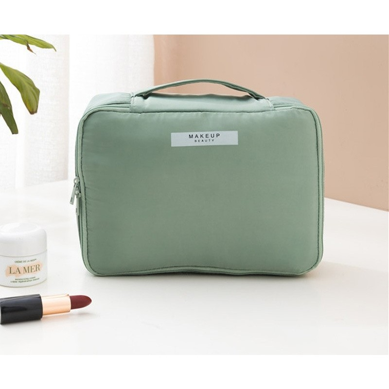 Geanta de calatorie, pentru cosmetice si articole de toaleta, material impermeabil, 2 in 1, portfard interior detasabil, 23 x 16 x 8 cm, verde [5]