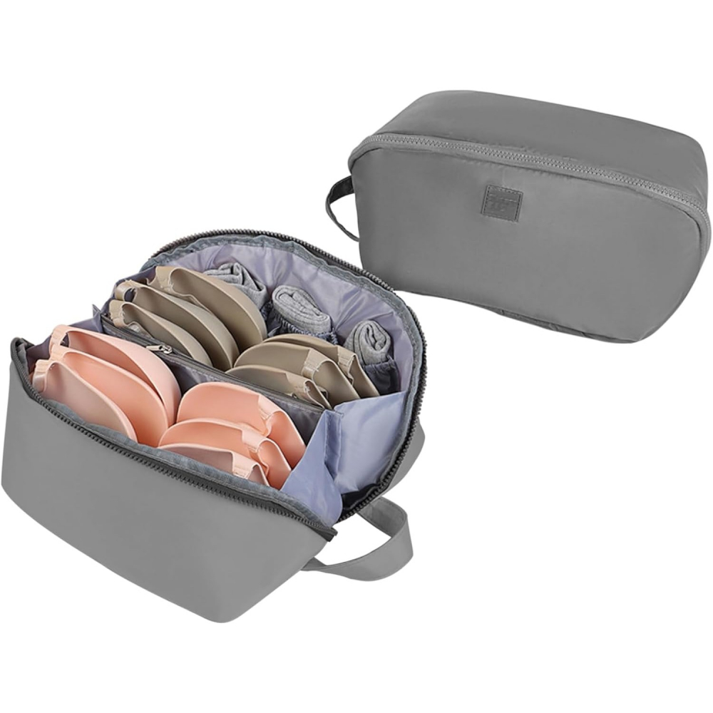 Geanta de depozitare 3 in 1, portabila, pentru lenjerie, sutiene si sosete, multi-functionala, pentru bagaj, calatorii si afaceri, 23 x 13 x 13, gri [4]